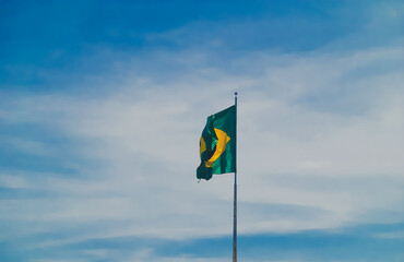 bandeira, céu, azul, nacional,  mastro, nação, amarelo