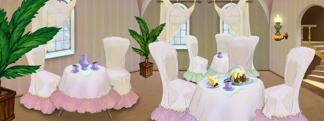 Cafe interior in retro style
