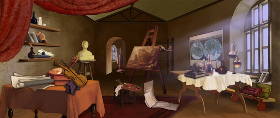 Interior of Leonardo da Vinci workshop