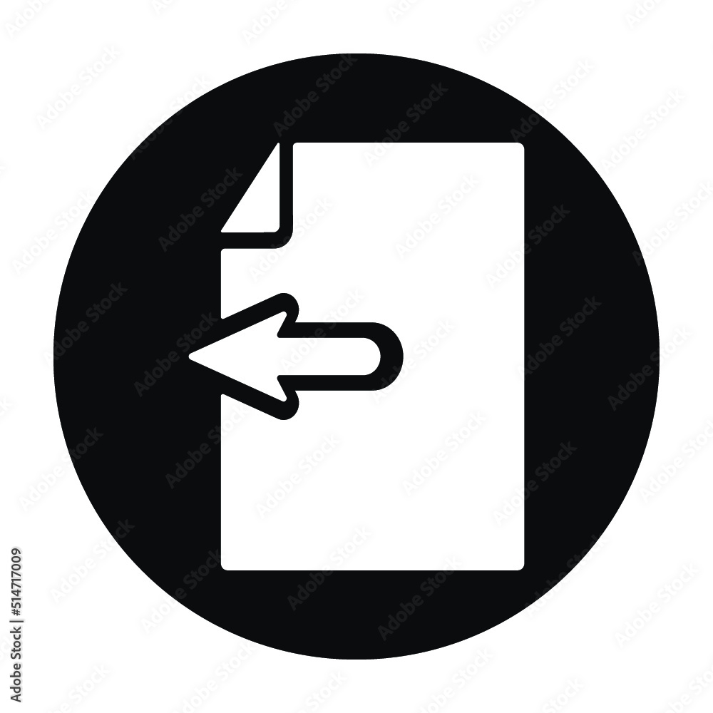 Poster document left arrow icon design. rectangle with rounded corners on a white background.. vector illus