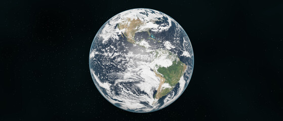 Banner of planet earth image taken from space 3d rendering