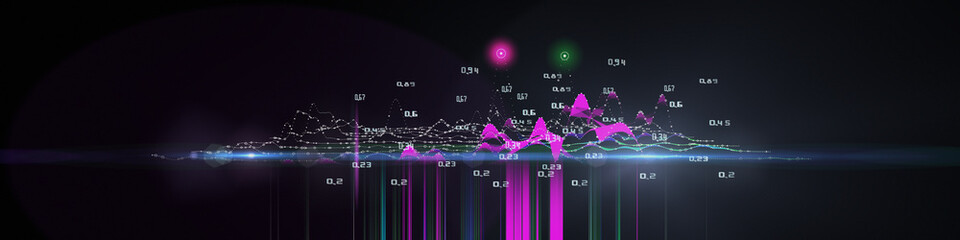 Abstract technology background with connecting dots and lines. Visual presentation of analytics data algorithms.