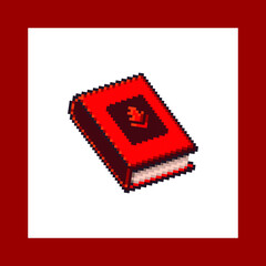 ilustration vector pixel art skillbook fire element