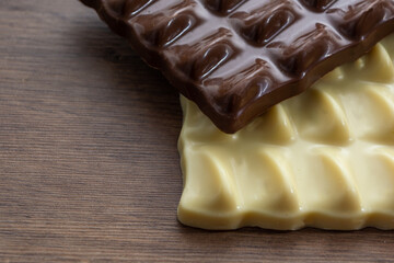 white chocolate and milk chocolate or dark chocolate concept background with delicious and creamy quality