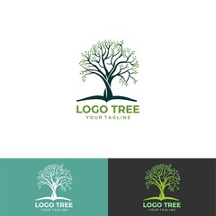Obraz premium MobileRoots Of Tree logo illustration. Tree vector silhouette.