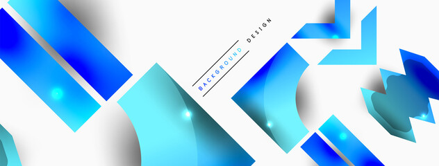 Dynamic composition, shiny geometric shapes abstract background. Trendy techno business template for wallpaper, banner, background or landing