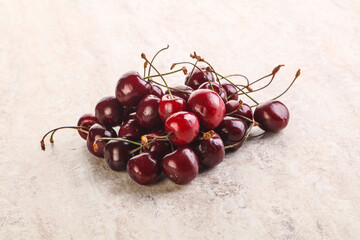 Ripe sweet cherry berries heap