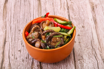 Marinated shiitake mushrooms with herbs