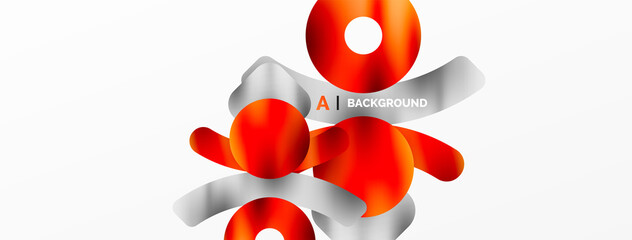 Metallic shiny geometric surfaces, round shapes and circles. Digital web futuristic template for wallpaper, banner, background, card, book Illustration, landing page