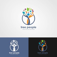 Fototapeta na wymiar Tree Man Creative Concept Logo Design Template