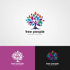 Tree Man Creative Concept Logo Design Template