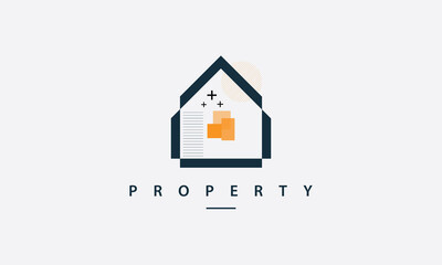 Decorative house logo design concept. Design emblem for home, property, real estate, architecture, structure, planning, interior and exterior decoration.