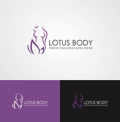 Yoga Lotus pose flower Logo design vector template. Health Beauty SPA Logotype concept icon.