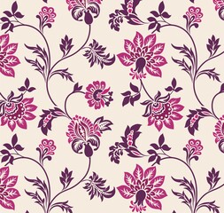 Colorful wedding card design, paisley floral pattern , India	