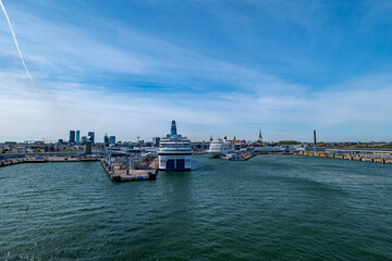 Naklejka premium View city Tallinn Estonia from Sea