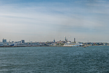 View of city Tallinn Estonia from baltic Sea