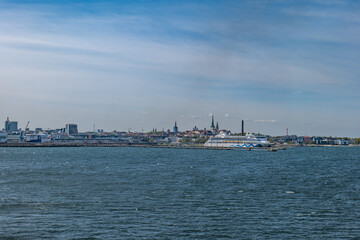 Fototapeta premium View of city Tallinn Estonia from baltic Sea