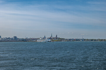 Fototapeta na wymiar View of city Tallinn Estonia from baltic Sea