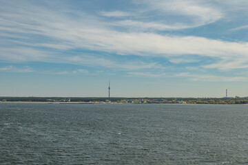 View of city Tallinn Estonia from baltic Sea