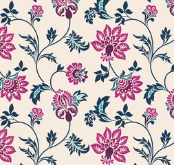 Colorful wedding card design, paisley floral pattern , India	