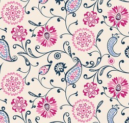 traditional paisley floral pattern, textile , Rajasthan, royal India  © SIRIUS*