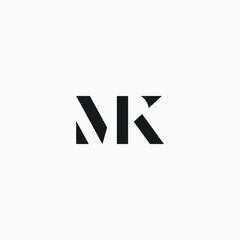 MK monogram fashion logo in black and white. M and K logotype