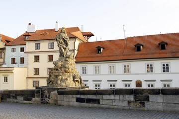 St Vitus Statue, on Charles Bridge, in Prague, Czech Republic.