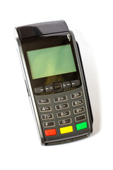 Payment terminals on a white background