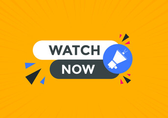 Watch now label sticker banner. Design template. Watch now banner in flat style.

