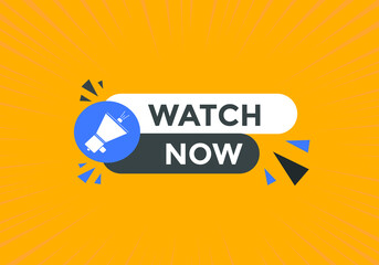 Watch now label sticker banner. Design template. Watch now banner in flat style.
