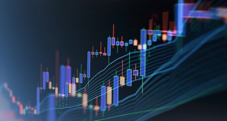 Concept investment. Moving average graph .Stock market graph on technology abstract background