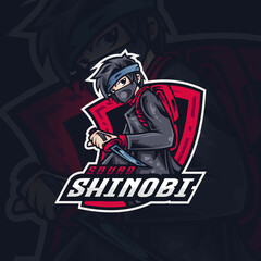 Ninja Mascot Esport Logo Design Illustration For Gaming Club