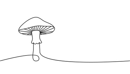 Mushroom one line continuous drawing. Mushroom continuous one line illustration. Vector minimalist linear illustration