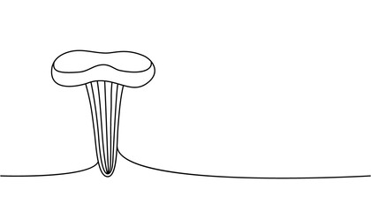 Mushroom one line continuous drawing. Mushroom continuous one line illustration. Vector minimalist linear illustration