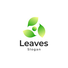 Abstract sphere green leaf logo, volume icon design template element Triple infinity loop logo design template.
