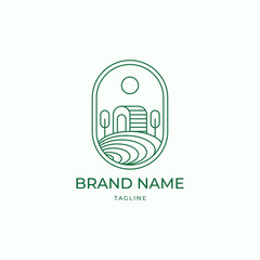 Fototapeta premium agriculture line outline minimalist Logo. village logo