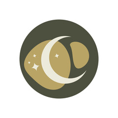 Esoteric icon for a blog with a crescent. Mystical or magical social media blog.