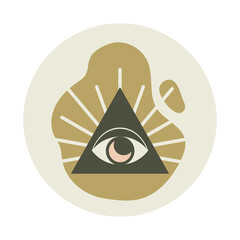 Esoteric icon for a blog with an eye in a triangle. Mystical or magical blog in boho style on social networks.