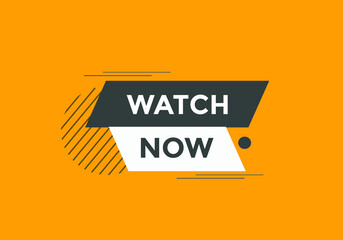 Watch now text button. Colorful web banner Watch now. Vector illustration