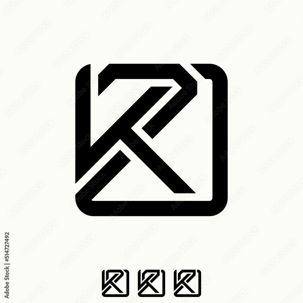 Poster simple and unique letter or word k2d font in cut square line rounded image graphic icon logo design 