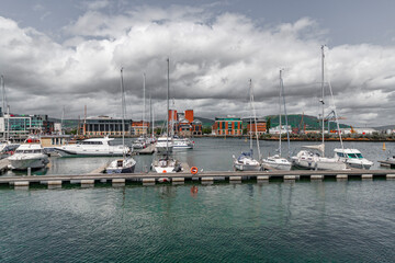 Fototapeta premium Queensland harbor Panorama, Belfast, UK _ titanicbelfat 