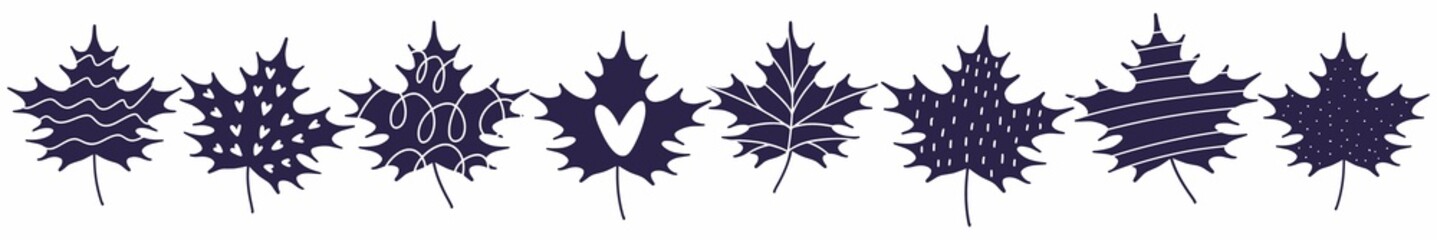 Obraz premium Vector horizontal pattern with maple leaves drawn by hand