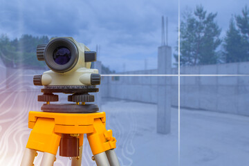 Surveyor equipment. Geodetic theodolite geodetic work during construction. Digital device for...