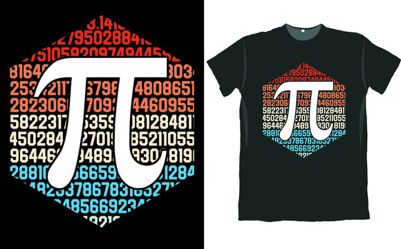 Pi 3.1415 Numbers Retro T Shirt Design