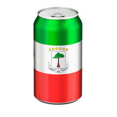 Equatoguinean Guinea flag painted on the drink metallic can. 3D rendering