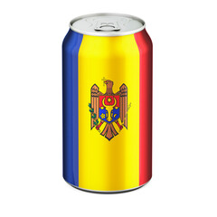 Moldovan flag painted on the drink metallic can. 3D rendering
