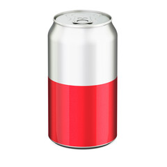 Polish flag painted on the drink metallic can. 3D rendering