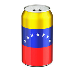 Fototapeta premium Venezuelan flag painted on the drink metallic can. 3D rendering