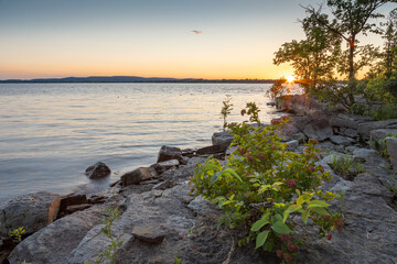 Sunset at St-Lawrence river in Montreal