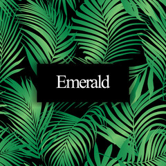 Emerald palm leaf vector seamless pattern